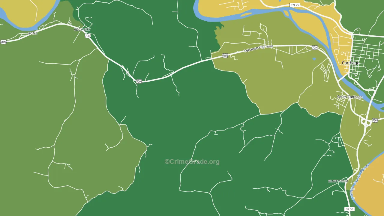 Tanglewood, TN Map of Assault Rates