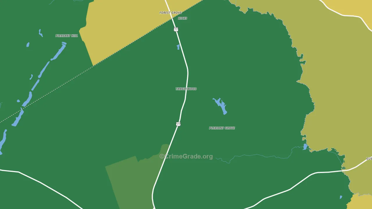 Tanglewood, TX Map of Assault Rates