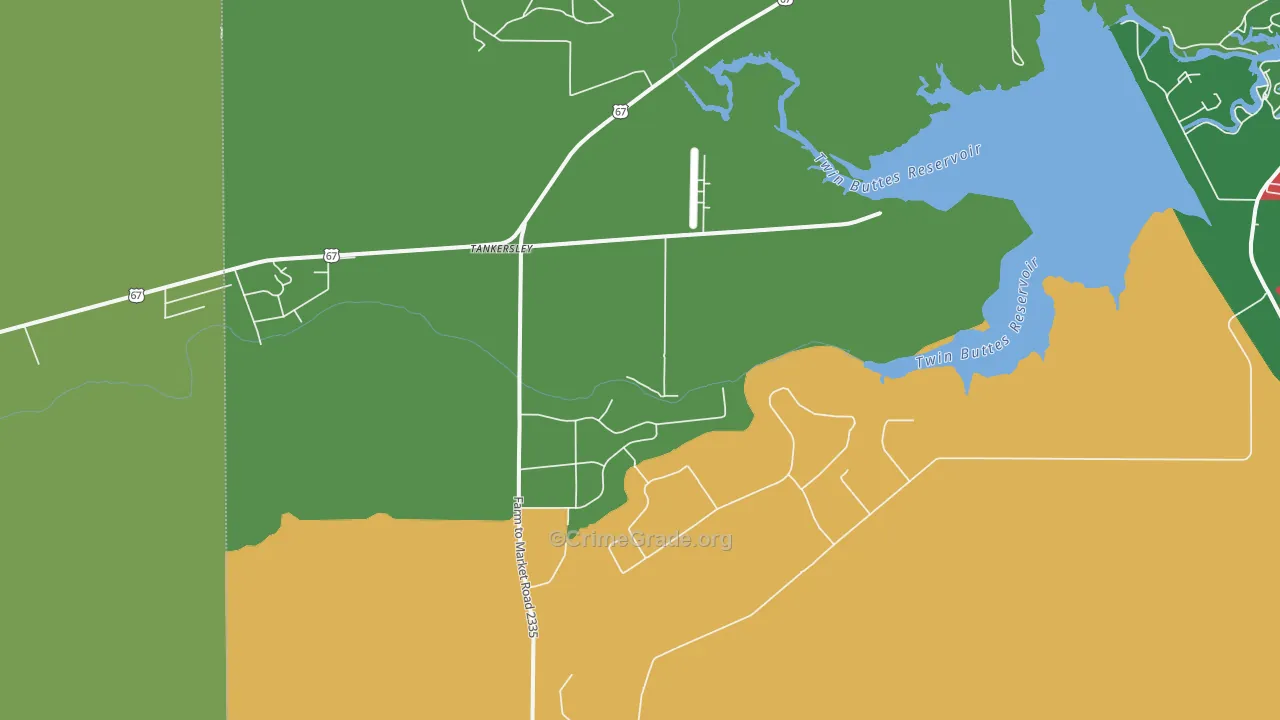 Tankersley, TX Map of Assault Rates
