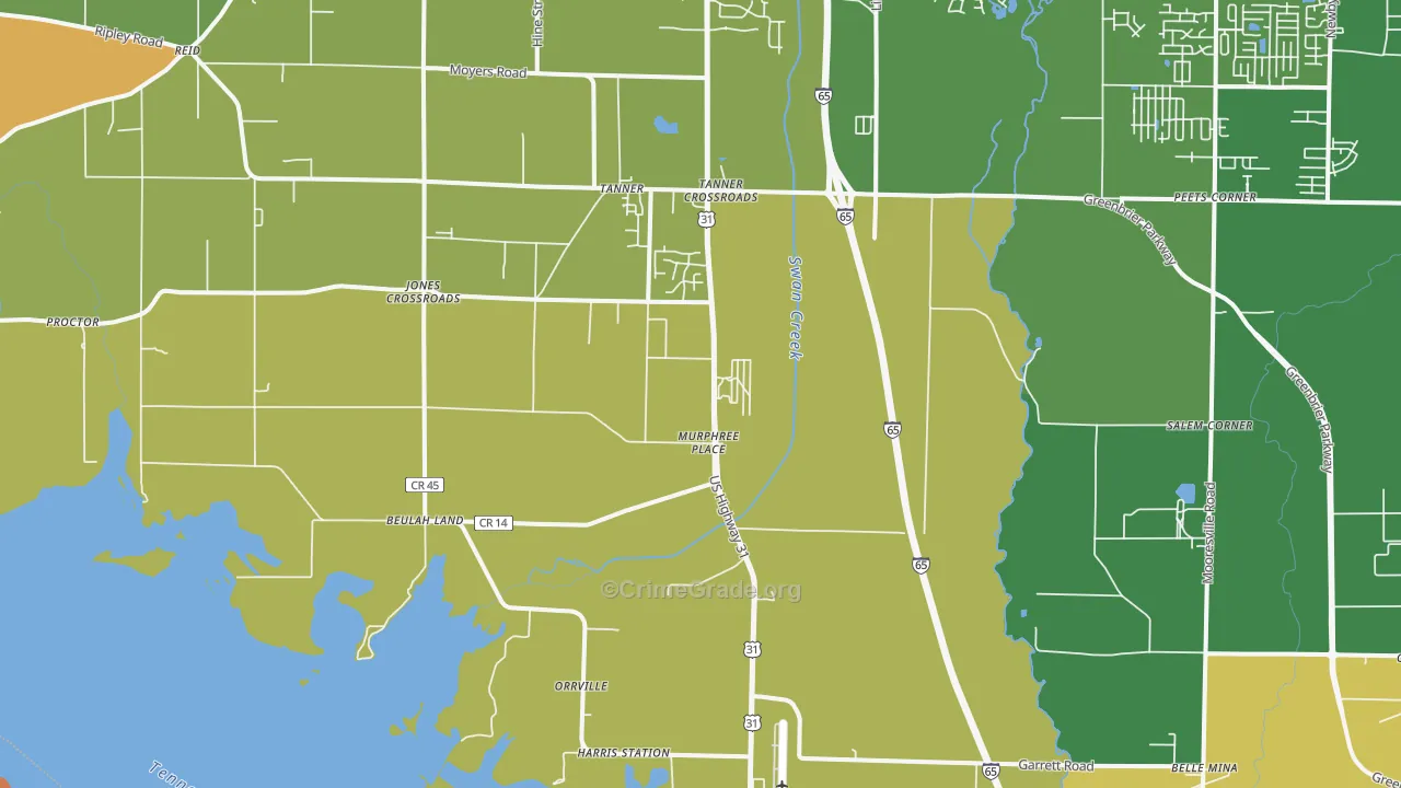 Tanner, AL Map of Assault Rates