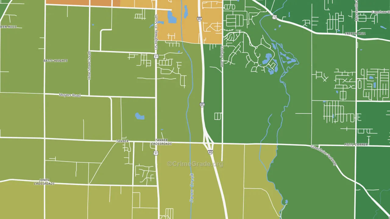 Tanner Crossroads, AL Map of Assault Rates