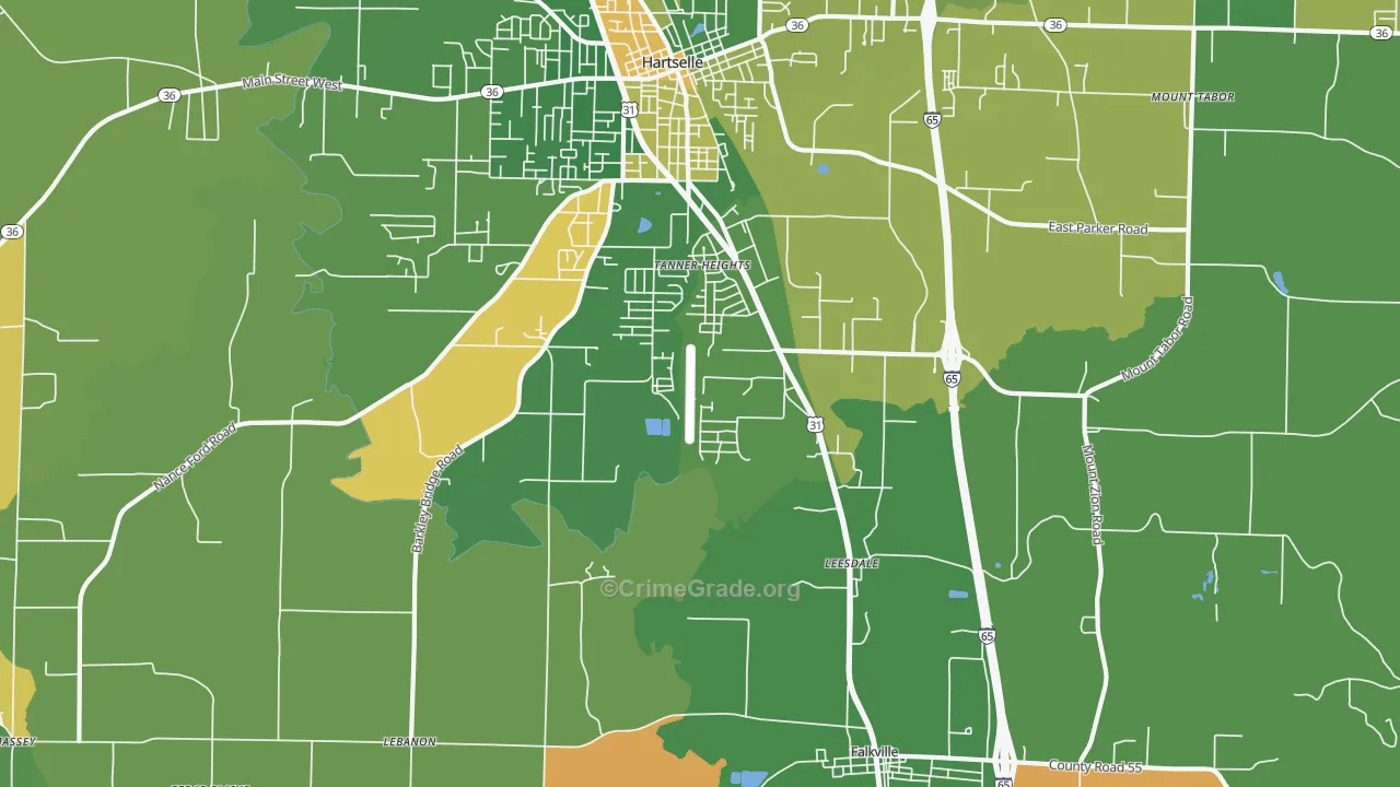 Tanner Heights, AL Map of Assault Rates