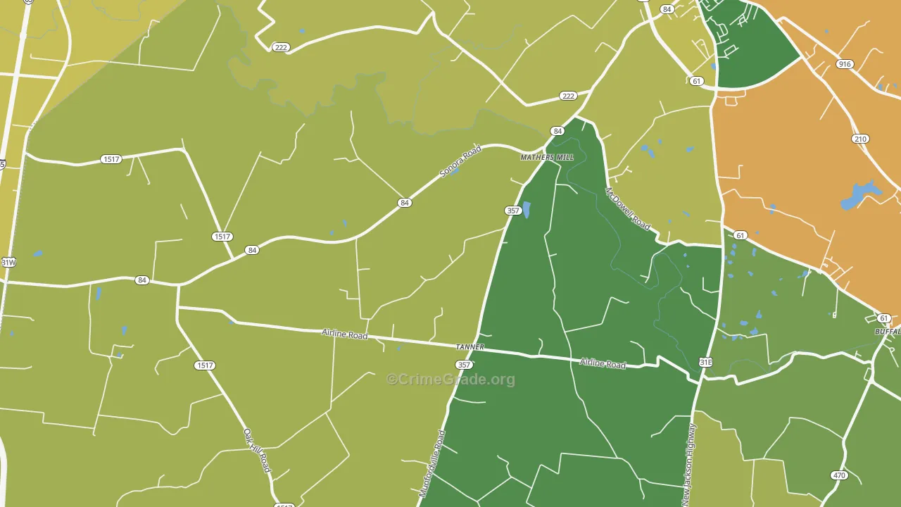 Tanner, KY Map of Assault Rates