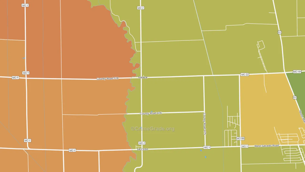 Tanner, MO Map of Assault Rates