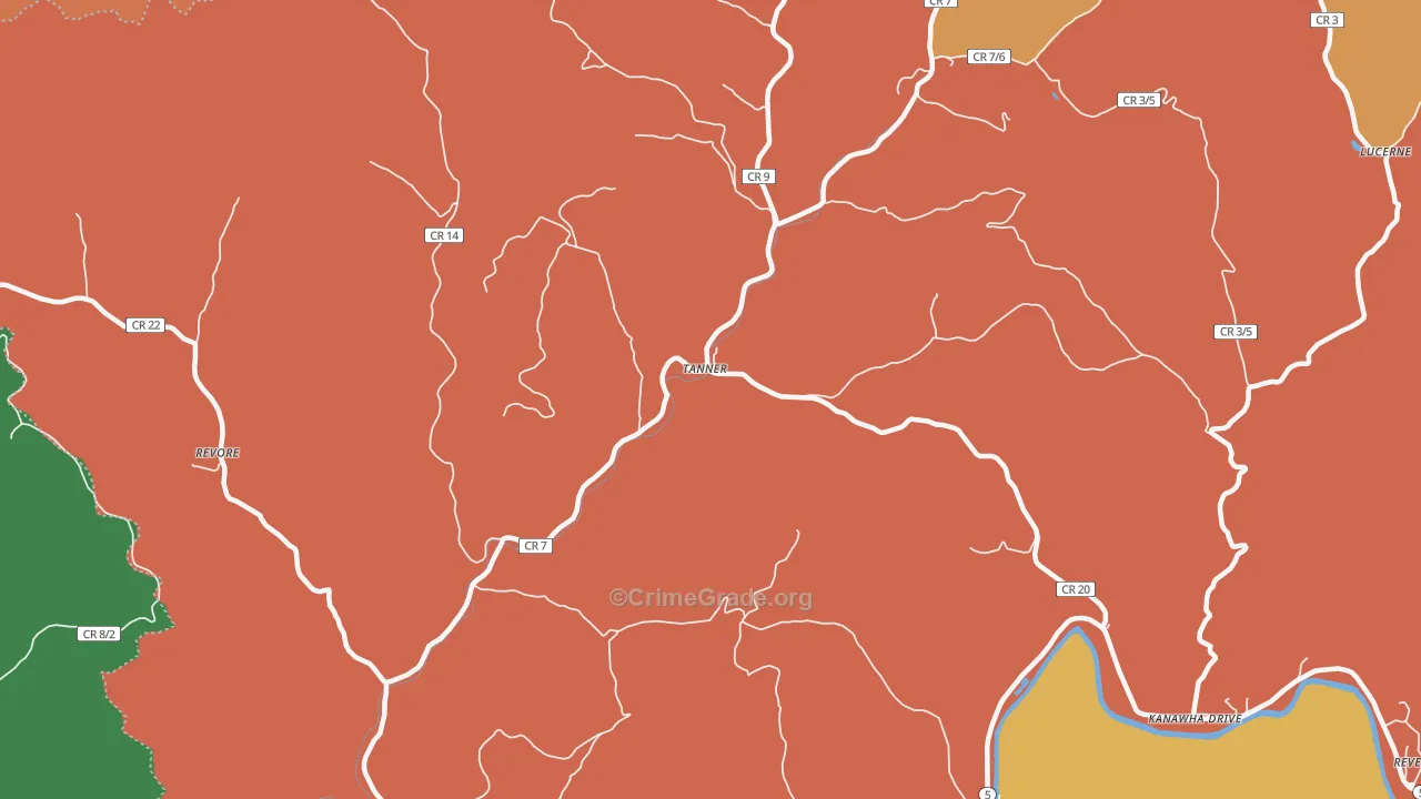 Tanner, WV Map of Assault Rates