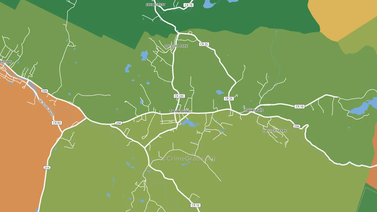 Tannersville, NY Map of Assault Rates
