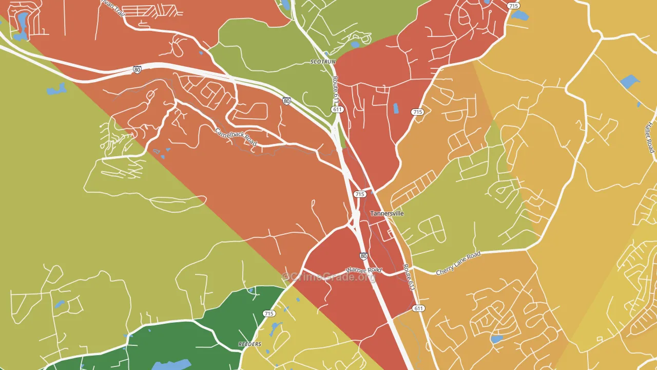 Tannersville, PA Map of Assault Rates
