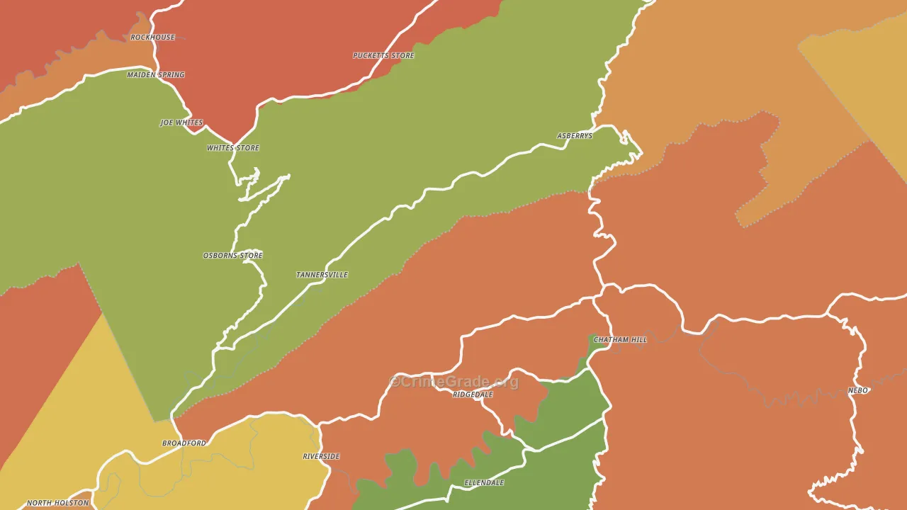 Tannersville, VA Map of Assault Rates