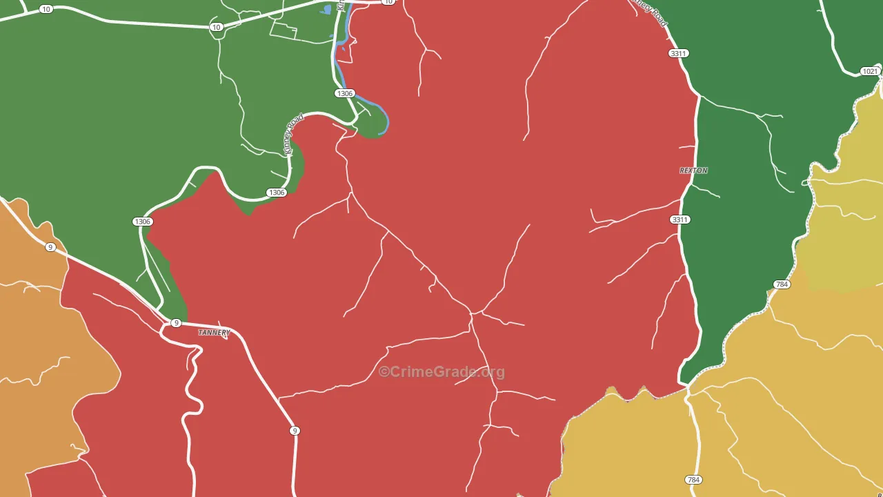 Tannery, KY Map of Assault Rates