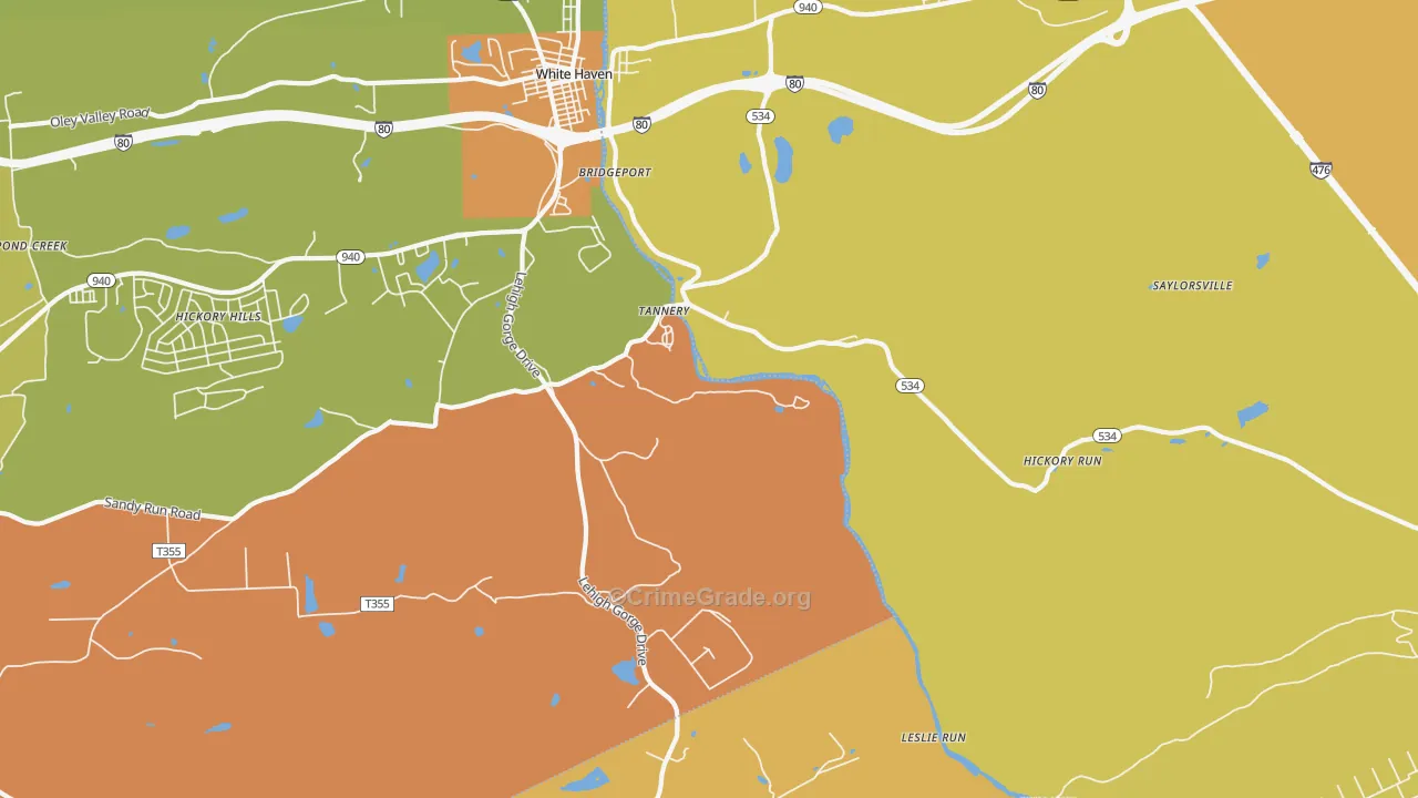 Tannery, PA Map of Assault Rates