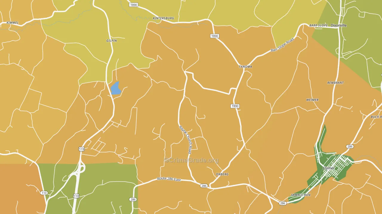 Tanoma, PA Map of Assault Rates
