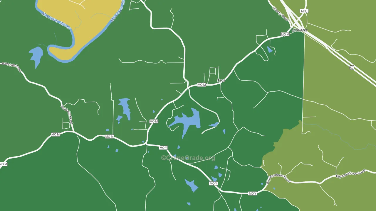 Taos, MO Map of Assault Rates
