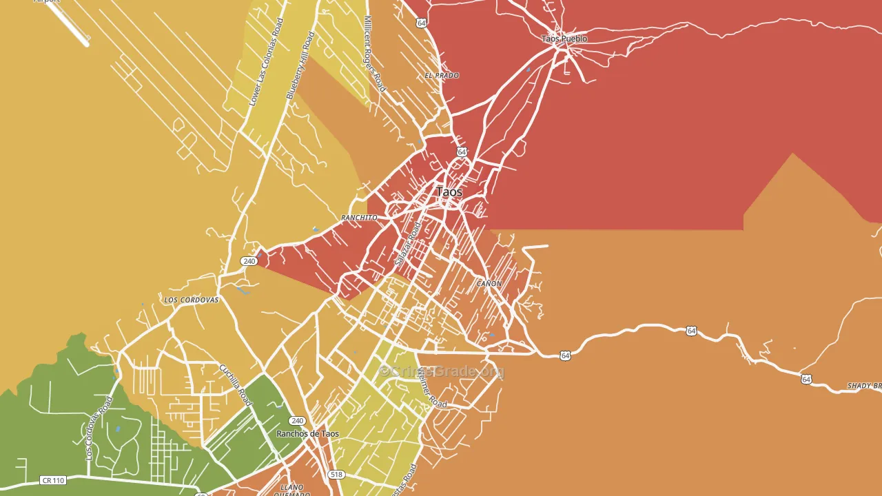 Taos, NM Map of Assault Rates