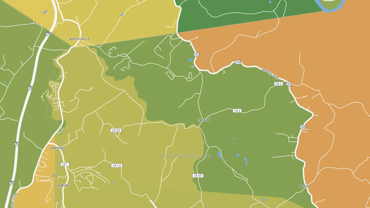 Tappan, WV Map of Assault Rates