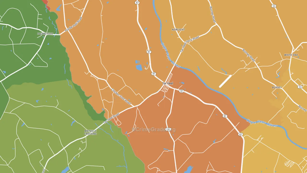 Tar Heel, NC Map of Assault Rates