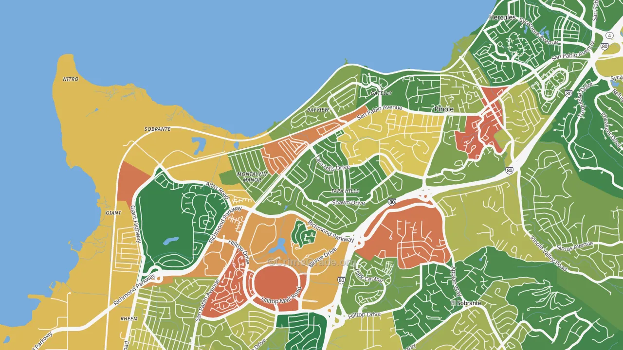 Tara Hills, San Pablo, CA Map of Assault Rates