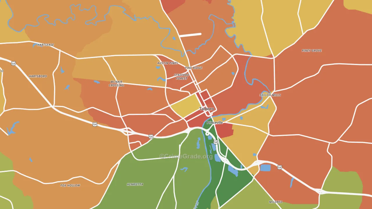 Tarboro, NC Map of Assault Rates