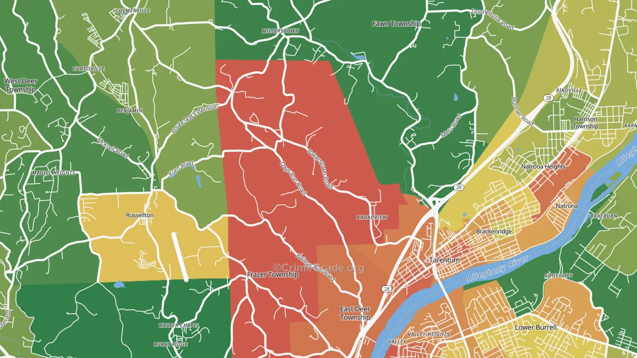 Tarentum, PA Map of Assault Rates