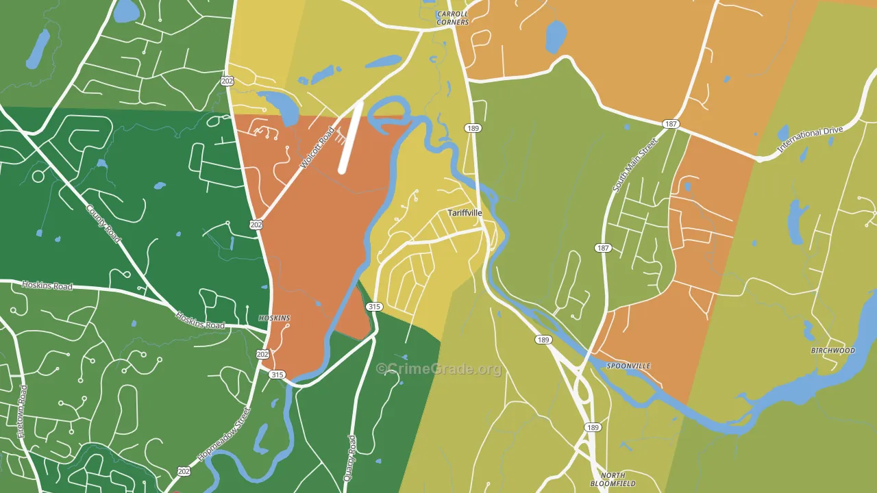 Tariffville, CT Map of Assault Rates
