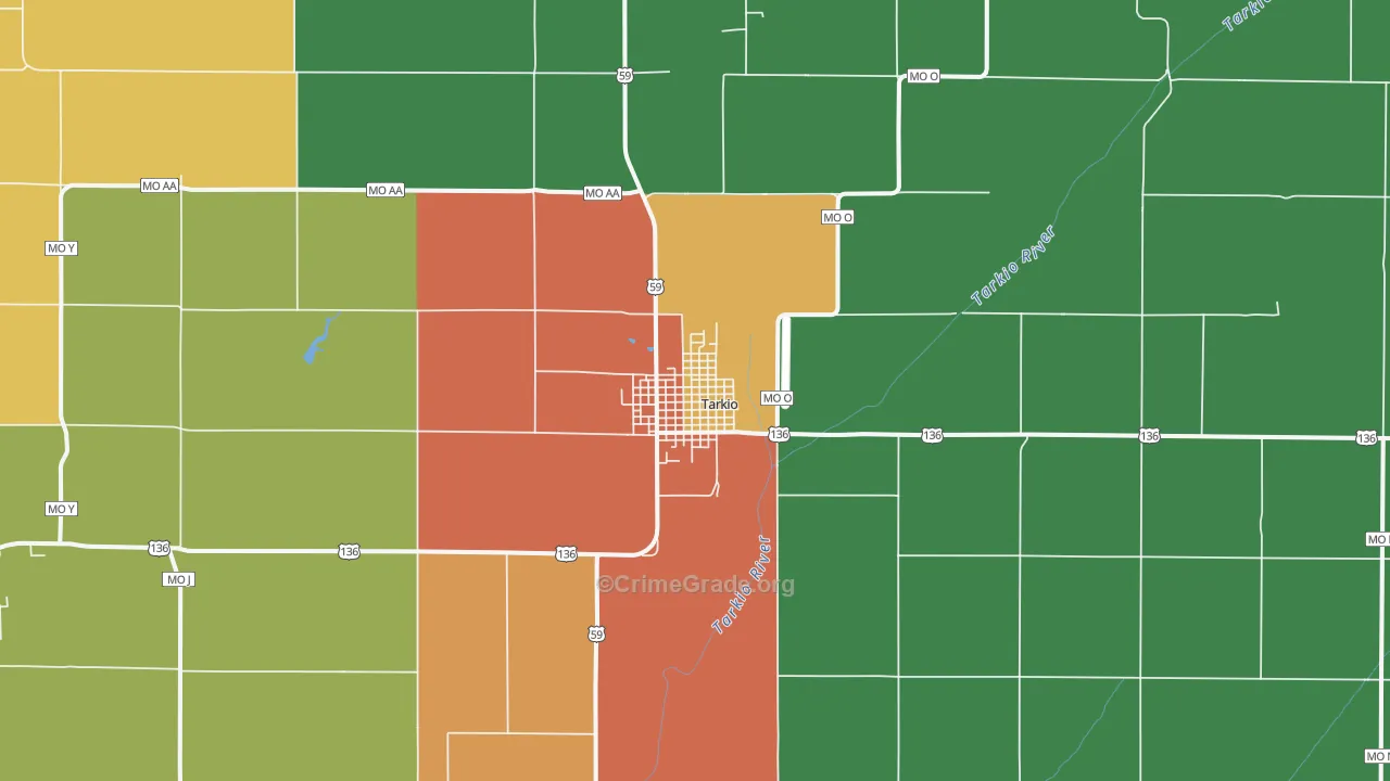 Tarkio, MO Map of Assault Rates