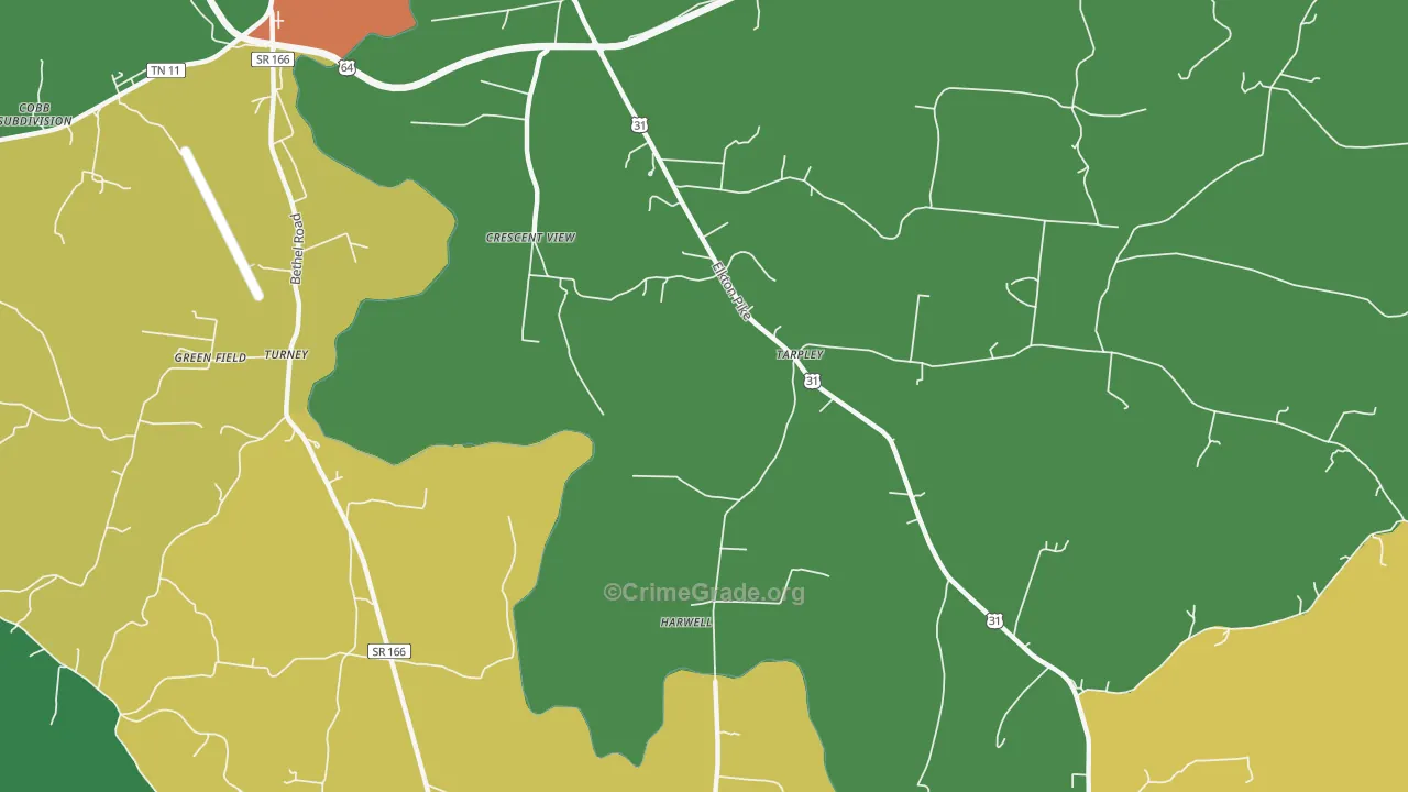Tarpley, TN Map of Assault Rates