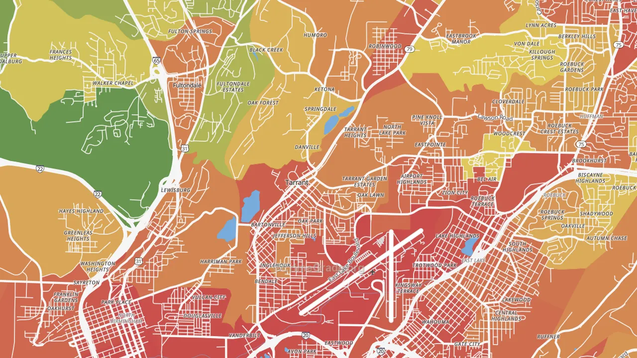 Tarrant, AL Map of Assault Rates