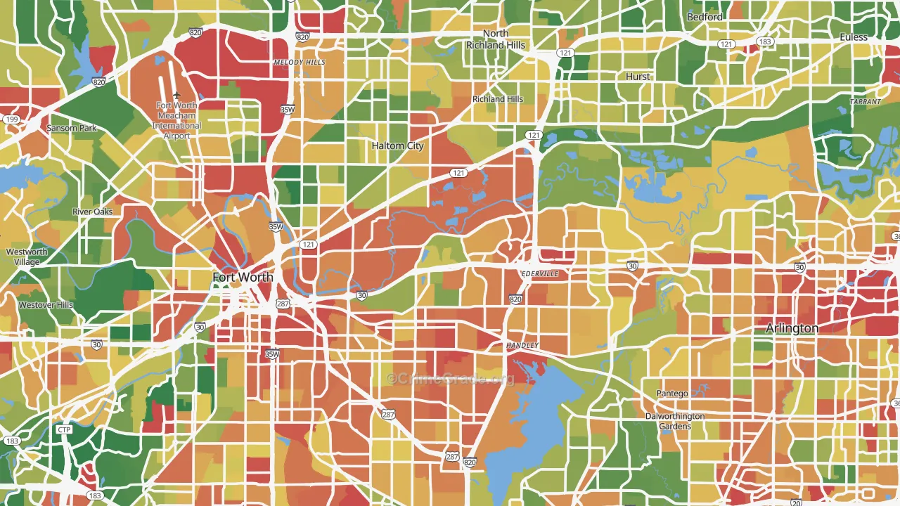 Tarrant County, TX Map of Assault Rates