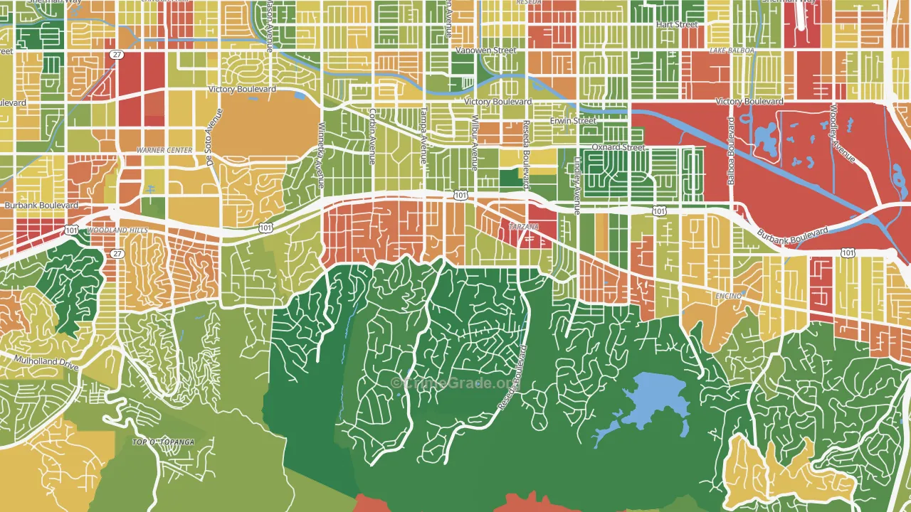 Tarzana, CA Map of Assault Rates