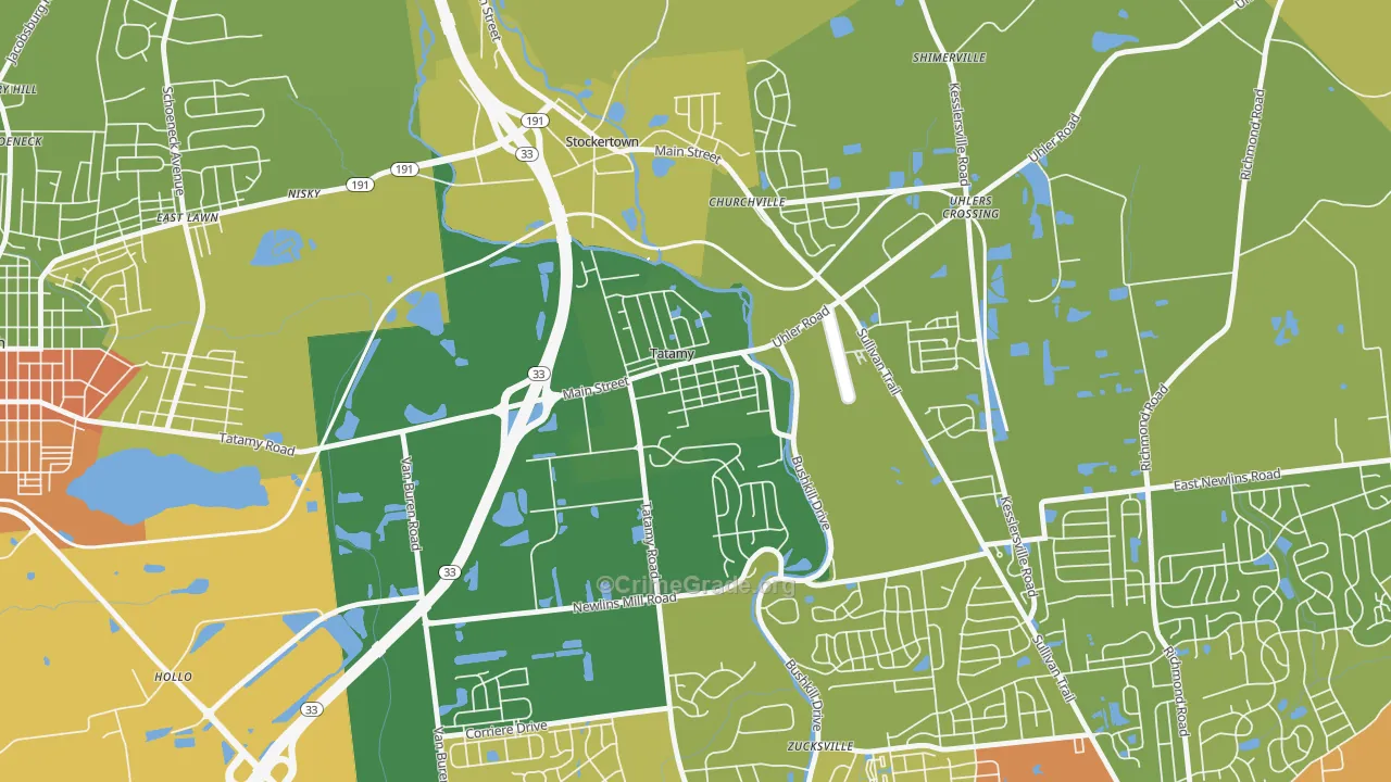 Tatamy, PA Map of Assault Rates