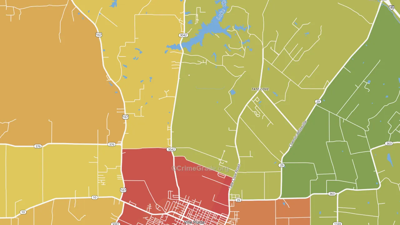Tate Cove, LA Map of Assault Rates