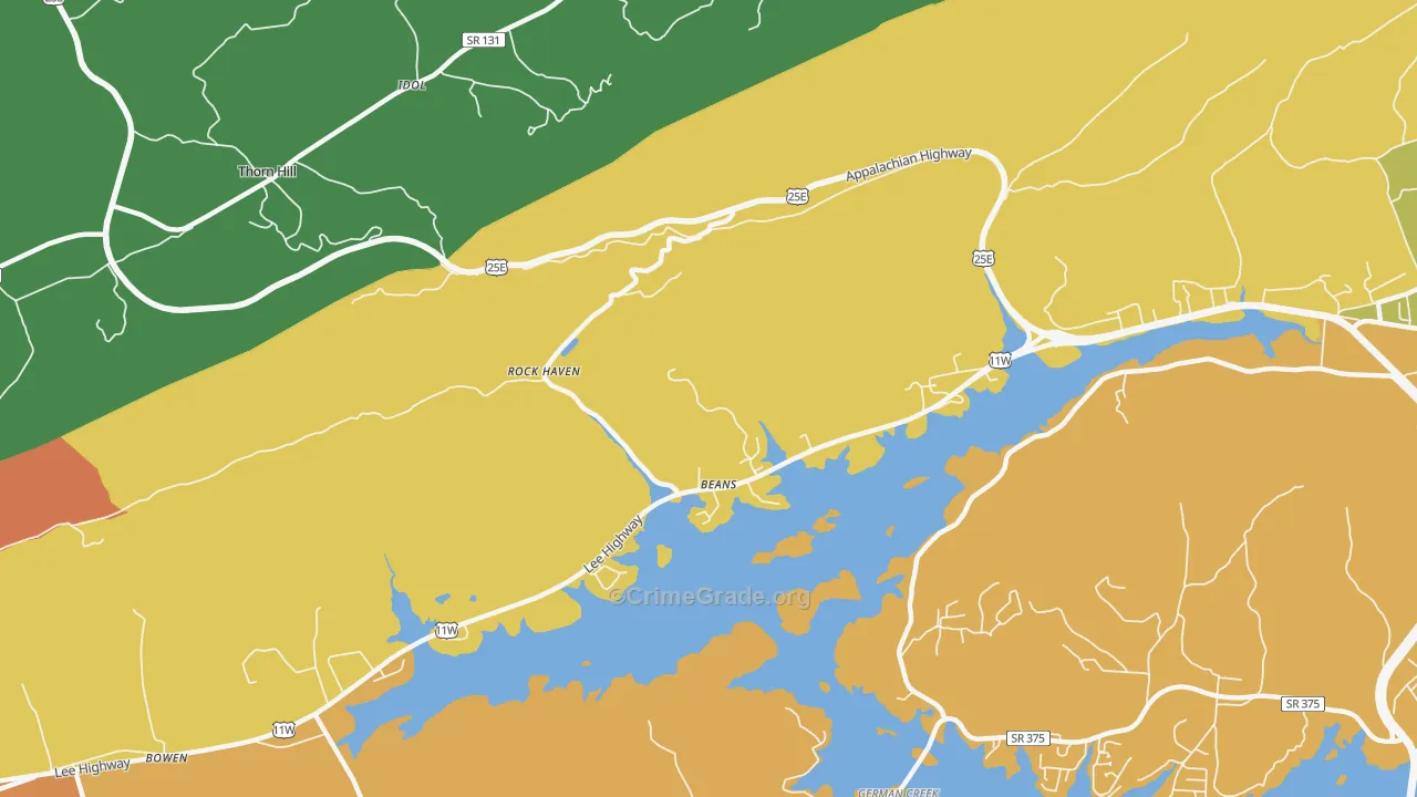 Tate Springs, TN Map of Assault Rates