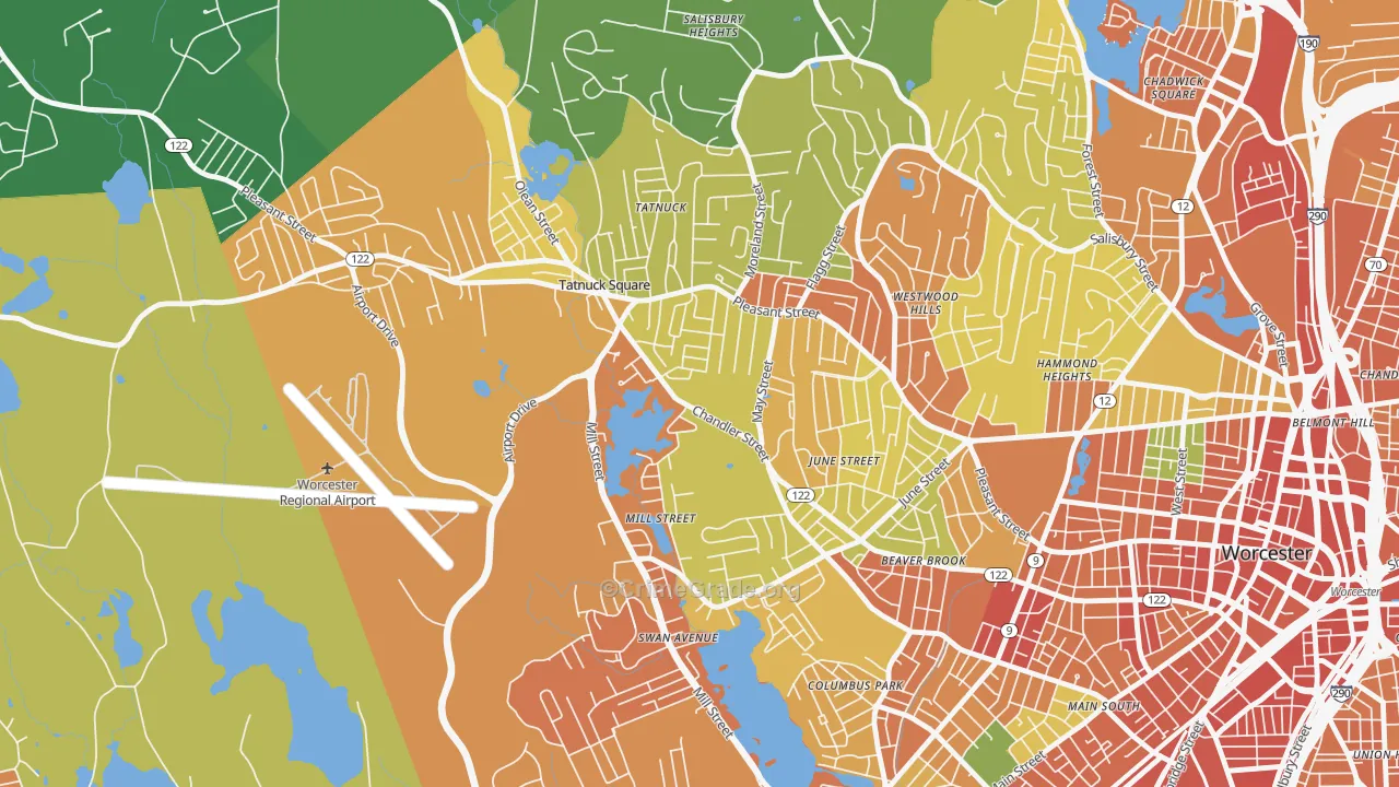 Tatnuck, Worcester, MA Map of Assault Rates