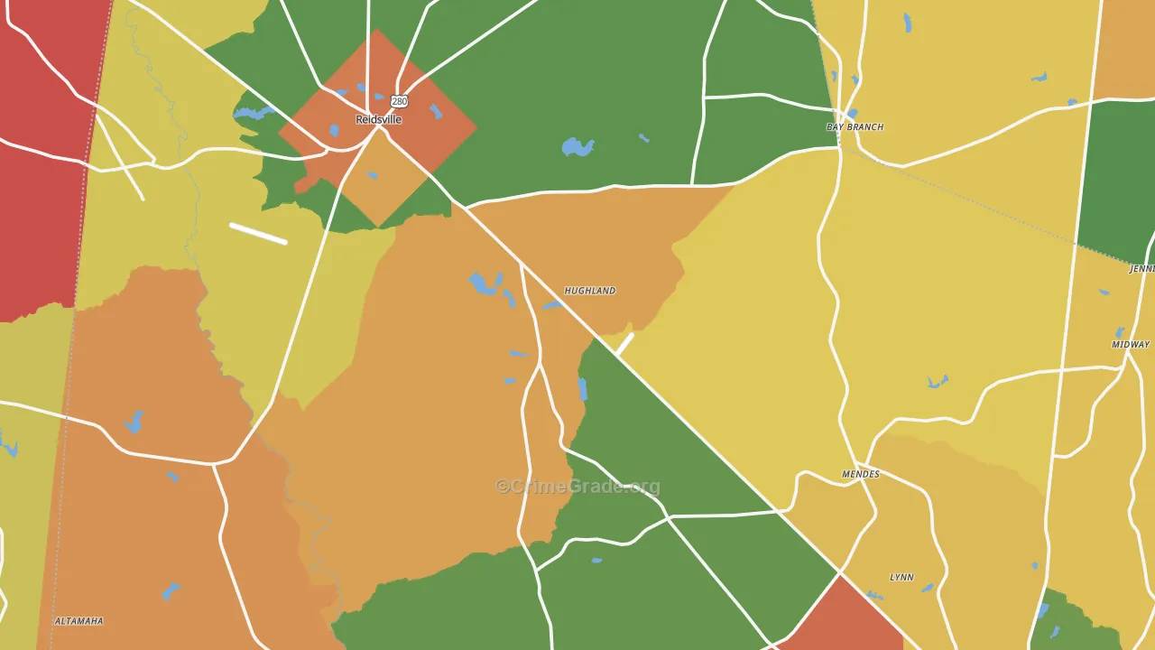 Tattnall County, GA Map of Assault Rates