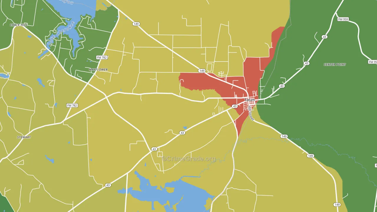 Tatum, TX Map of Assault Rates
