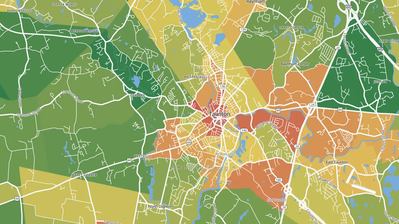 Taunton, MA Map of Assault Rates