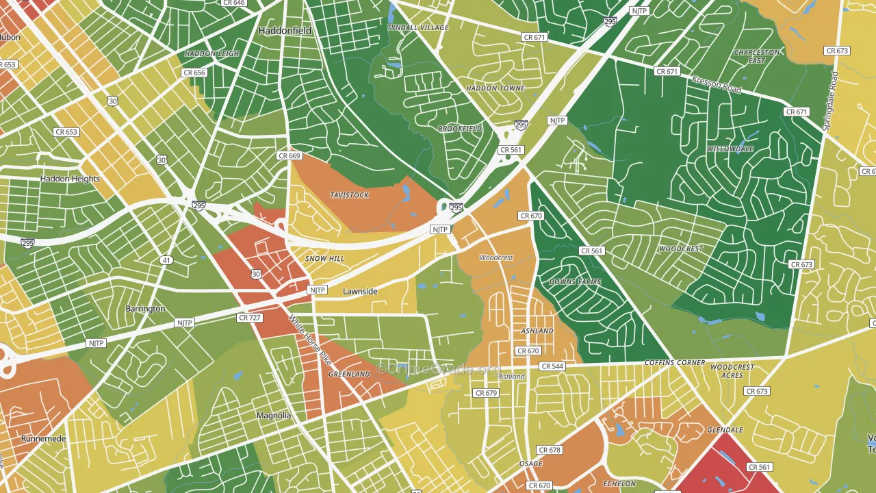 Tavistock, NJ Map of Assault Rates
