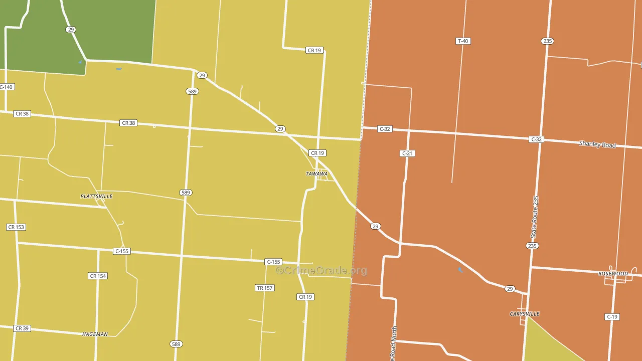 Tawawa, OH Map of Assault Rates
