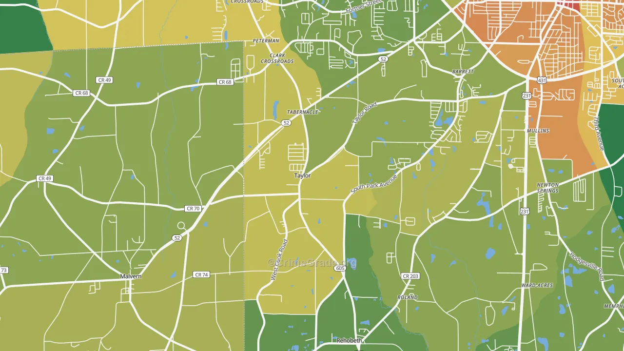 Taylor, AL Map of Assault Rates