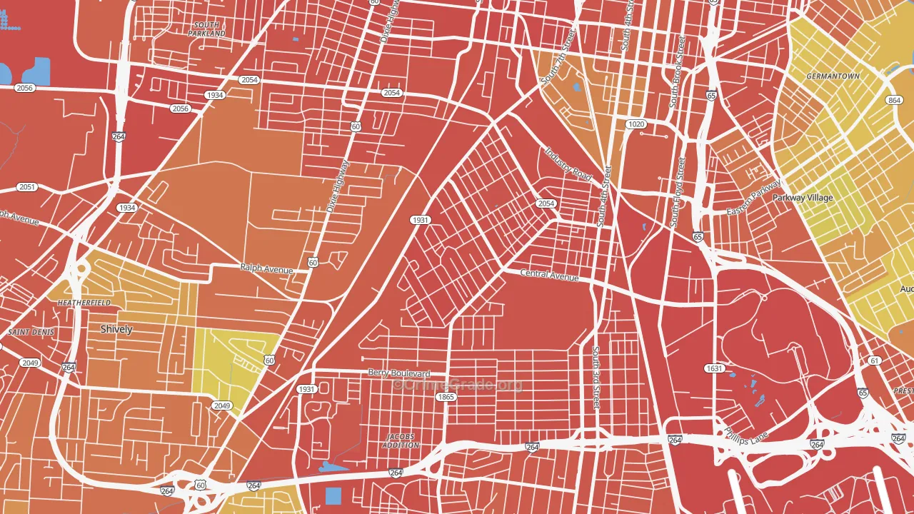 Taylor Berry, Louisville, KY Map of Assault Rates