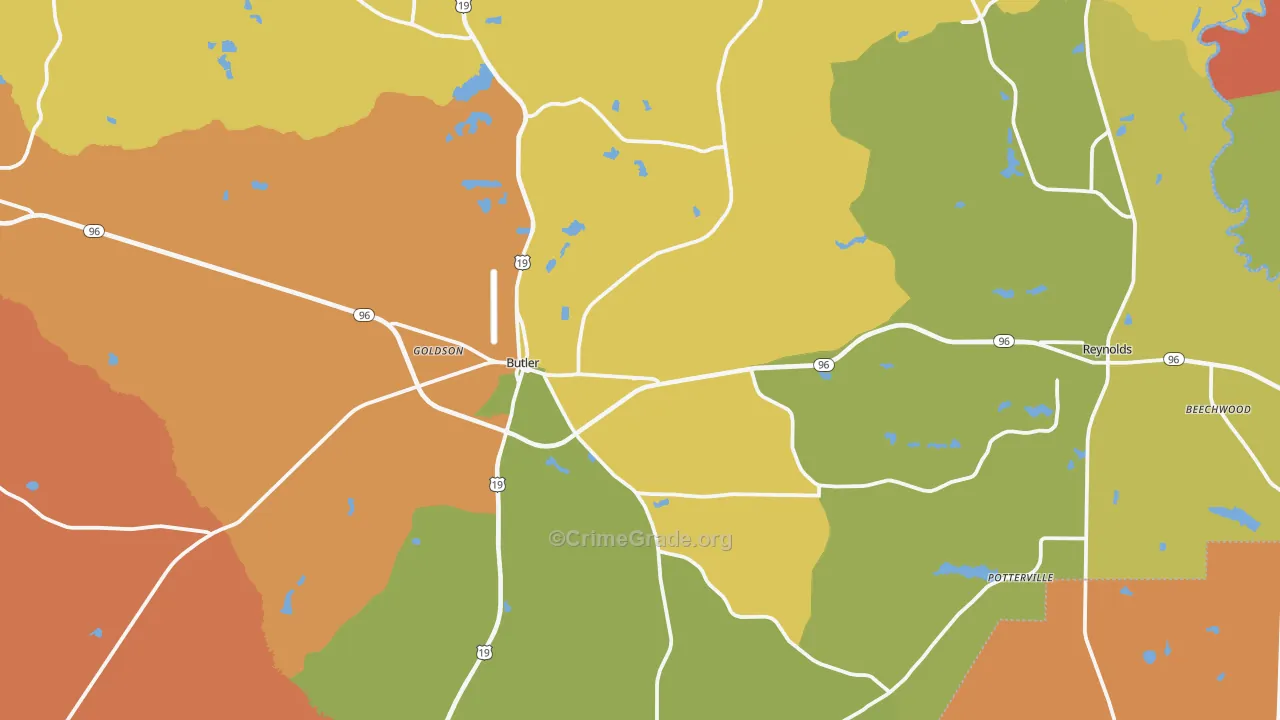 Taylor County, GA Map of Assault Rates