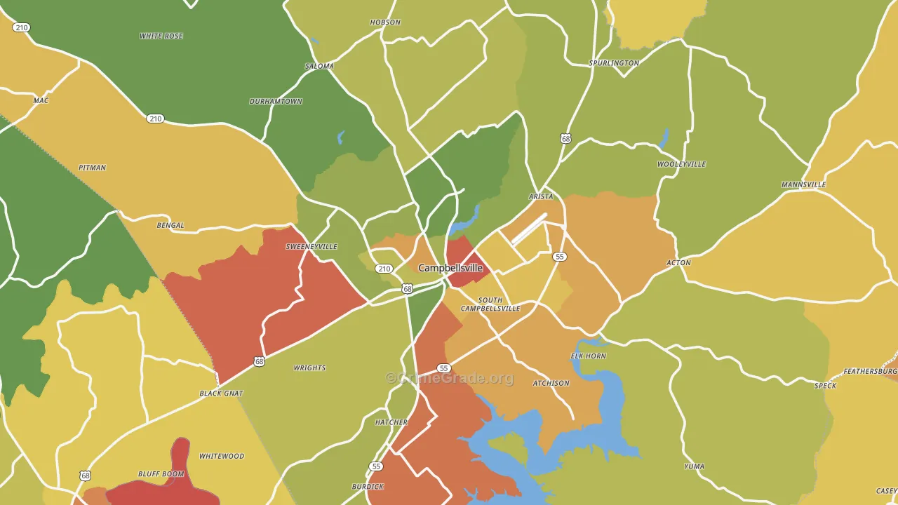 Taylor County, KY Map of Assault Rates