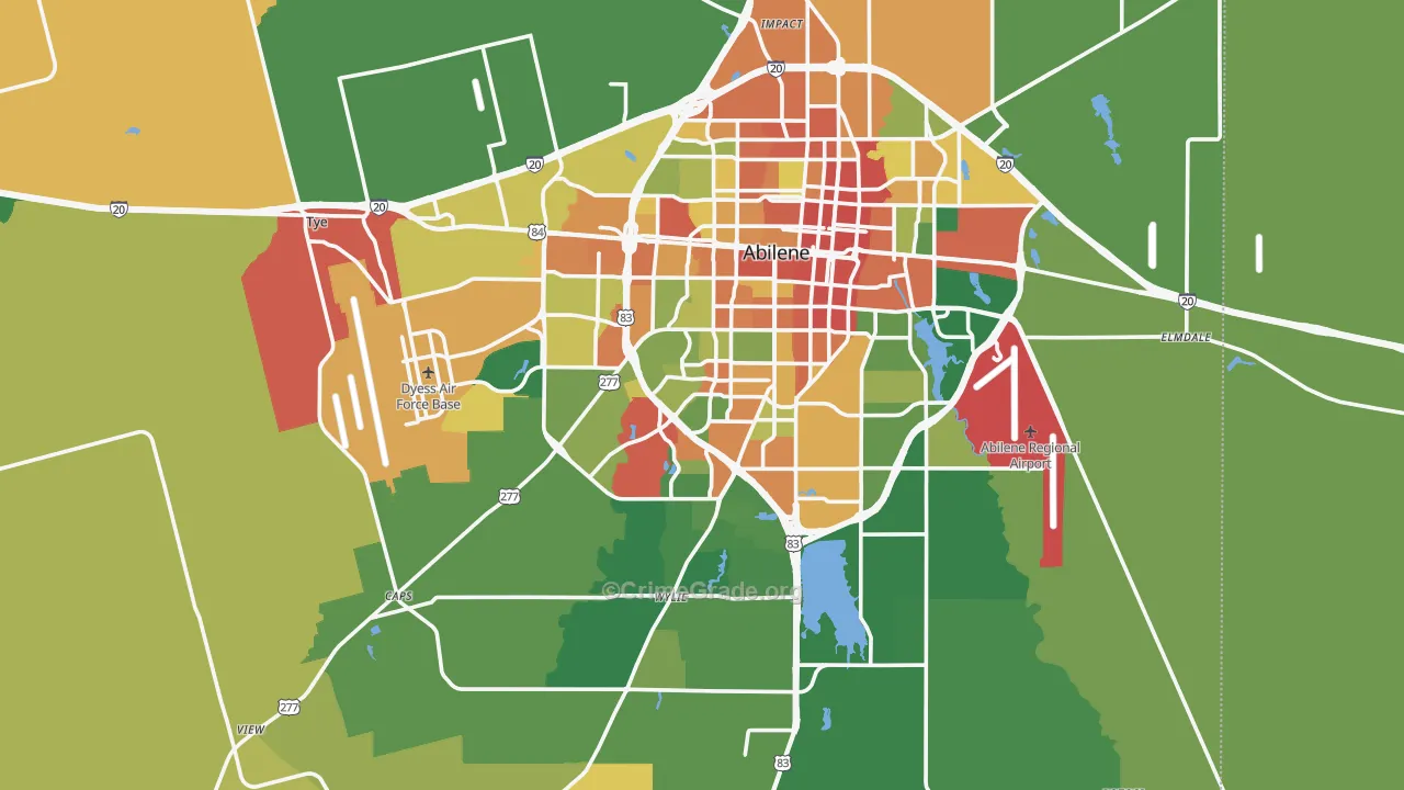 Taylor County, TX Map of Assault Rates