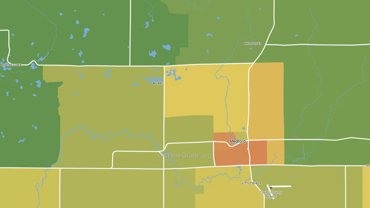 Taylor County, WI Map of Assault Rates