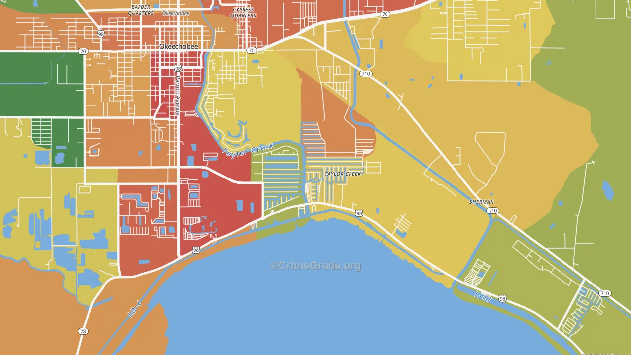 Taylor Creek, FL Map of Assault Rates