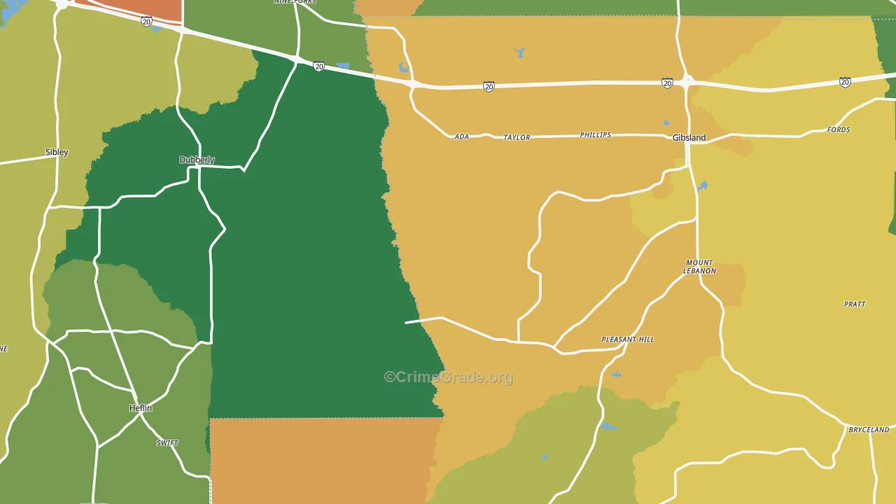 Taylor, LA Map of Assault Rates