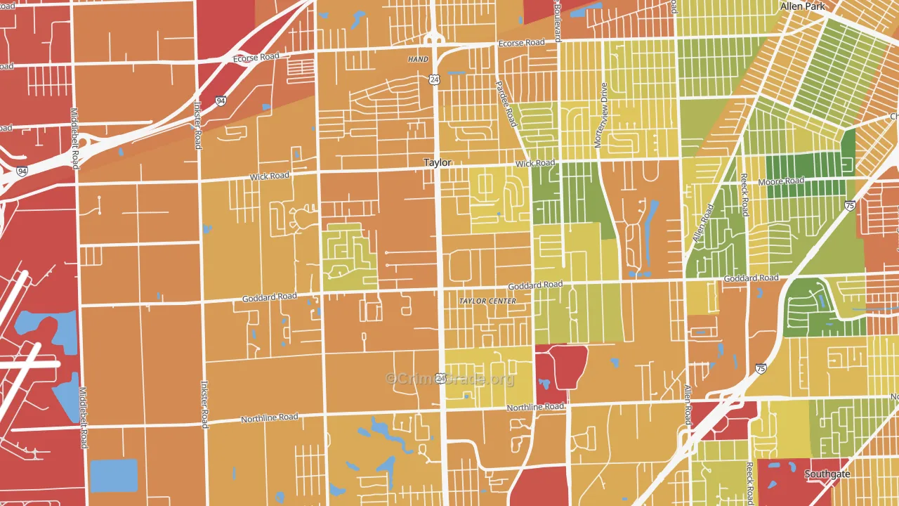 Taylor, MI Map of Assault Rates