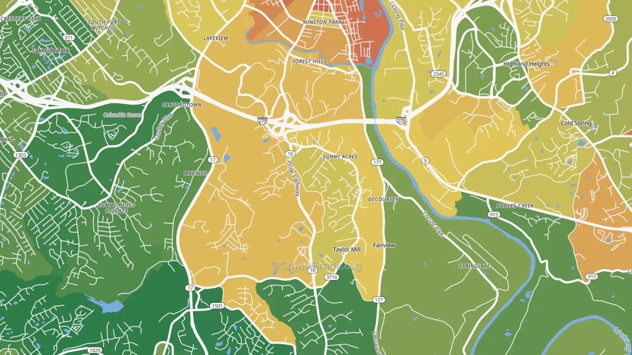Taylor Mill, KY Map of Assault Rates