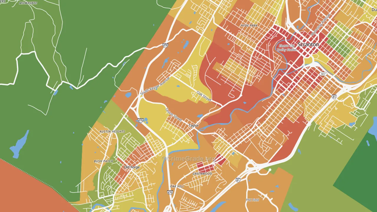 Taylor, PA Map of Assault Rates