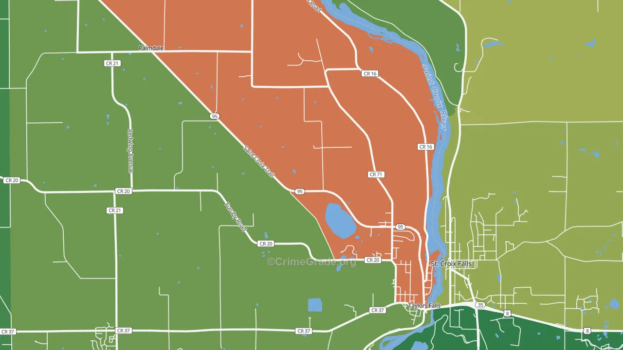 Taylors Falls, MN Map of Assault Rates