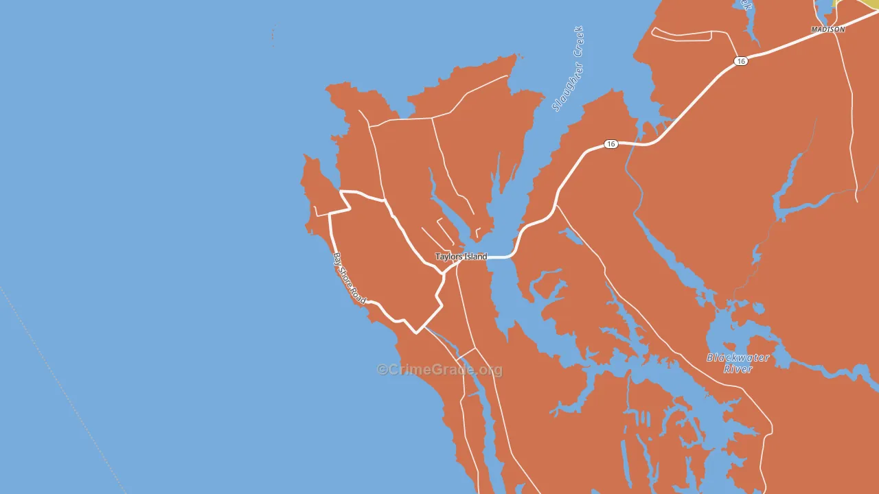 Taylors Island, MD Map of Assault Rates